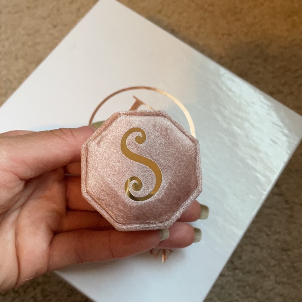 Pink suede ring box